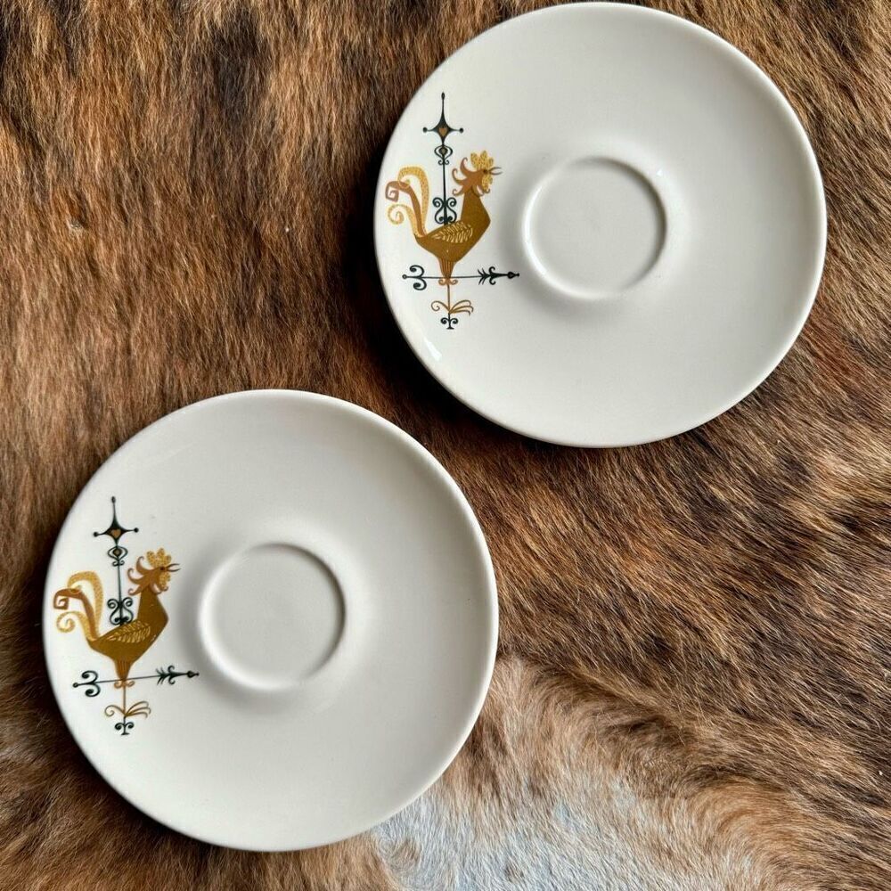 Edwin Knowles Weather Vane Pattern Bread Plates (2) MCM Farmhouse Style 1959
